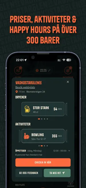 Bardetaljer i appen